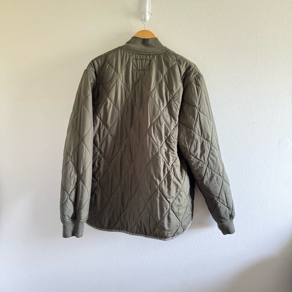 Stussy Men's Quilted Military Bomber Full Zip Up Jacket Olive Green size Large - Picture 8 of 10